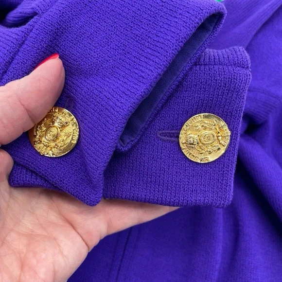 St. John Knit Bomber Cardigan Jacket Small Green/Purple - Picture 15 of 16